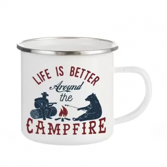 Забавно стоманено канче "Life is better around the campfire"
