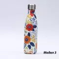 Стоманена бутилка за вода с цветя - 500 мл.